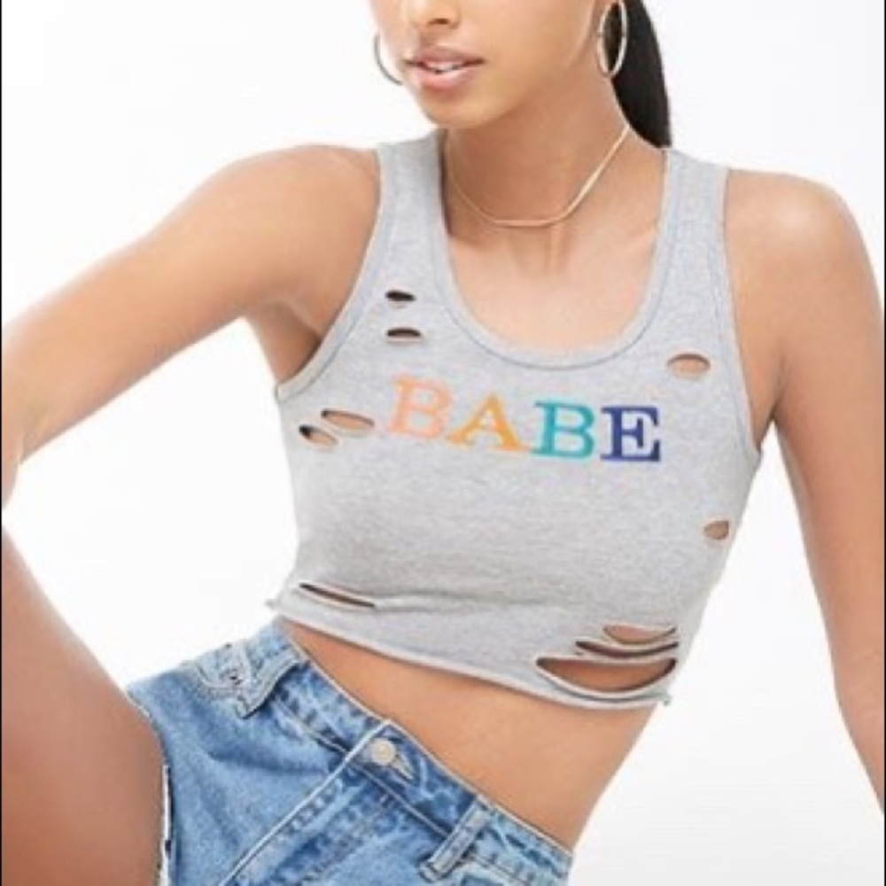 NWT Forever 21 Embroidered Gray Crop Top